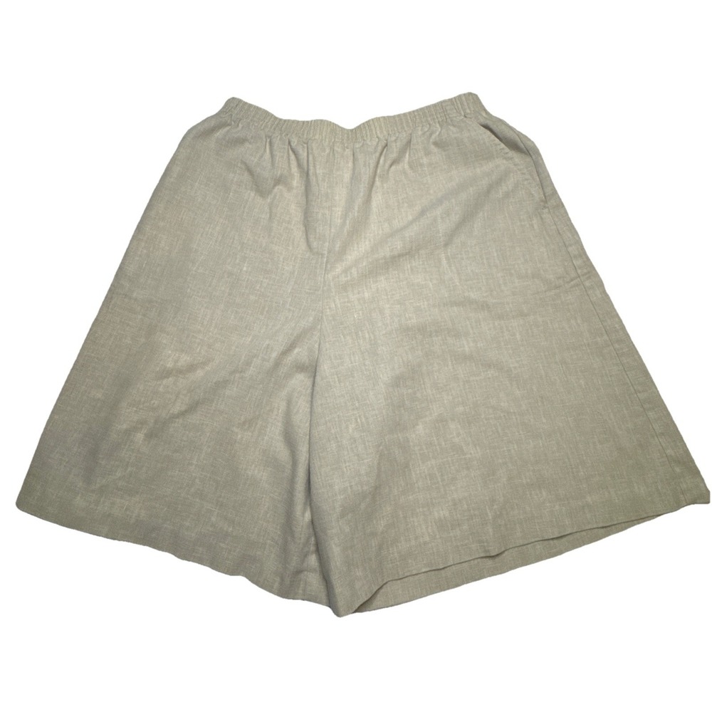 Cherokee Vintage Womens High Waisted Culotte Shorts Beige Elastic Waist Tan 30W‎